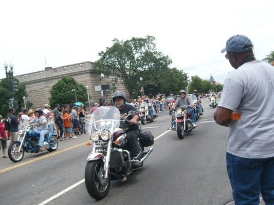 Motorcycle parade in DC for Memorial Day.
