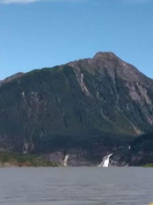 Waterfall into the lake
