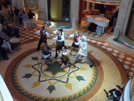 Staff dancing in the Atrium
