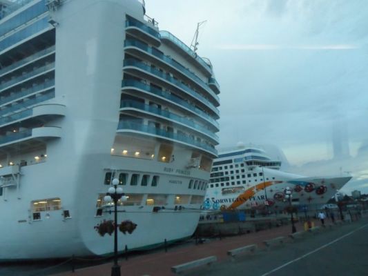 Ruby Princess docked with Norwegion Pearl
Many cruise lines run Alaska cruises at the same time. Just a matter of price and preferences.
