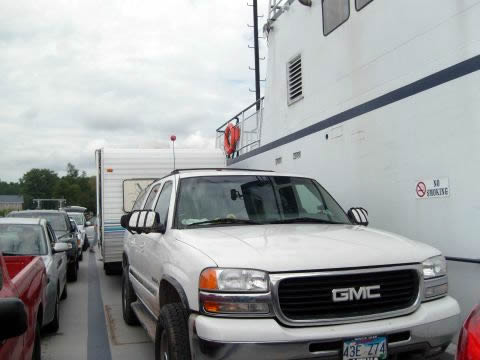 Ferrying my trailer across Lake Champlain, NY to get to Maine on Route 2
This is the ferry from Essex, NY. I got to go on my first car ferry and it saved both time and money to cross this way rather than go around. Did I mention it was incredibly COOOOL!
