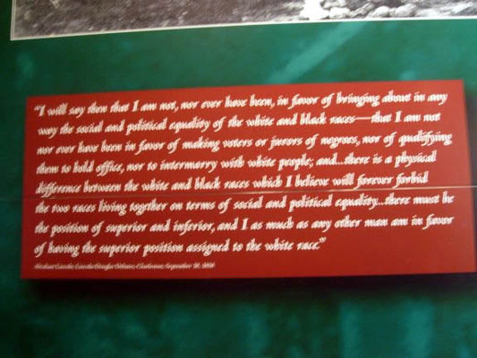 Abraham Lincoln campaign speech stating he would not abolish slavery
Just like a politician. During his presidential campaign, Lincoln assured the south that he had no intention of abolishing slavery. That there must be a position of superior and inferior and he was in favor of the superiority of the white race. (Note: this is not my position. I am just quoting a speech I never knew he made)
