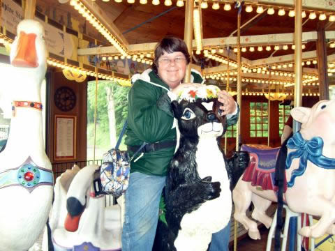 Had to ride the lady skunk
She's the most detailed character on the carousel right down to her eyelashes
