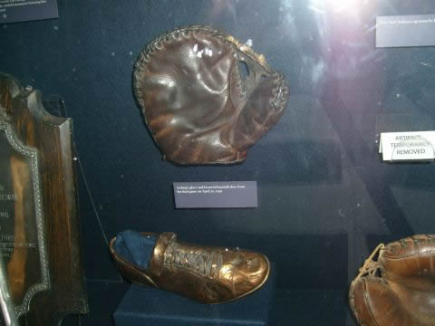 Gehrig's glove and shoes
Equipment sure has changed
