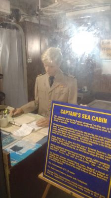 Captain's sea cabin
With responsibility for everything that happens whether awake or asleep, captains have two cabins, one below for in port or entertaining  and one to sleep and be close to the action on the bridge.
