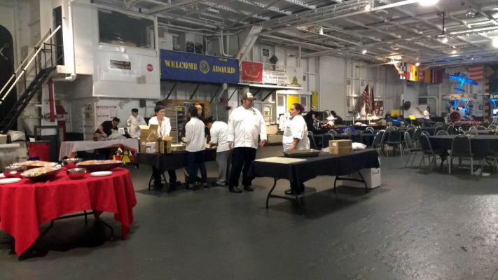 Fancy dinner onboard the USS Lexington that night
