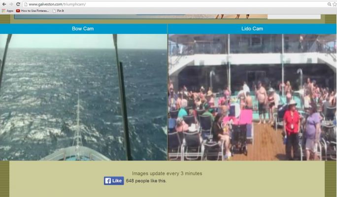 Triumph bow and Lido deck cams
That's me in the red on the right with Bernie. Her daughter captured this while we were at sea.
