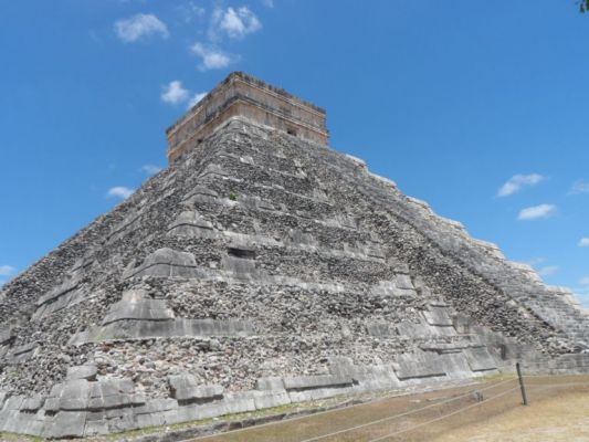 Unrestored side of El Castillo at Chichen Itza
