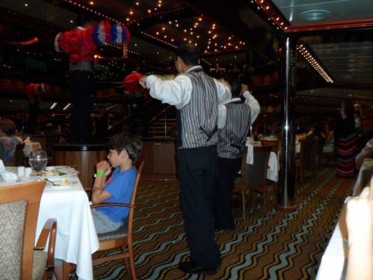 Singing and dancing waiters
