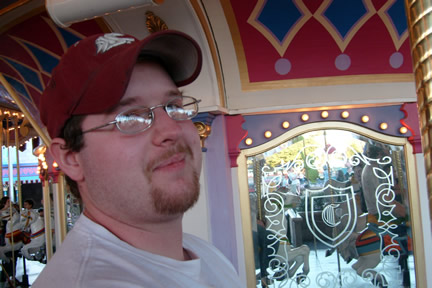 Dave rides the carousel
