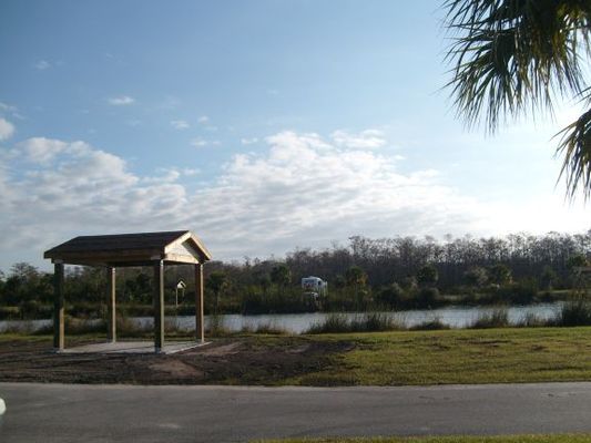 Midway Campground
I stayed here at Midway campground in Big Cypress which now has 20,30,50 amp electricity though no other utilities. There is a dump here. Aircard worked for Internet with an external antenna attached. The pond has an alligator so be careful. Don't leave food or garbage outside as my neighbors found out. Crows and buzzards had a great meal of spaghetti and other garbage one day.

