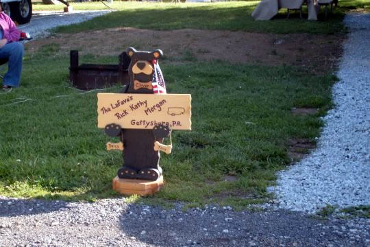 RVer signs
Many RVers like to have a unique sign for their site and announce who they are.
