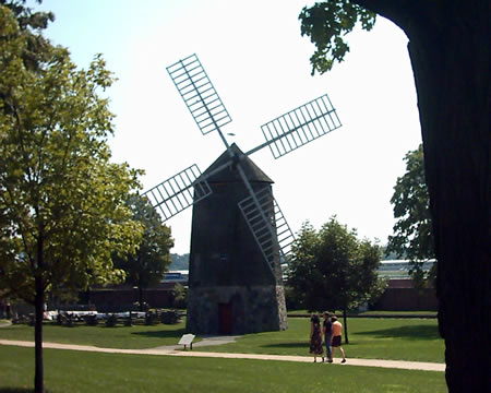Windmill
There is a huge diagonal beam behind it attached from the top to a wagon wheel below which was used to turn the vanes into the wind.
