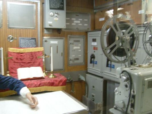 General mess
They do have religious services onboard and a projector for movie nights.
