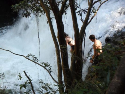 Jumping a waterfall
