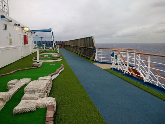 Miniature golf on upper deck
