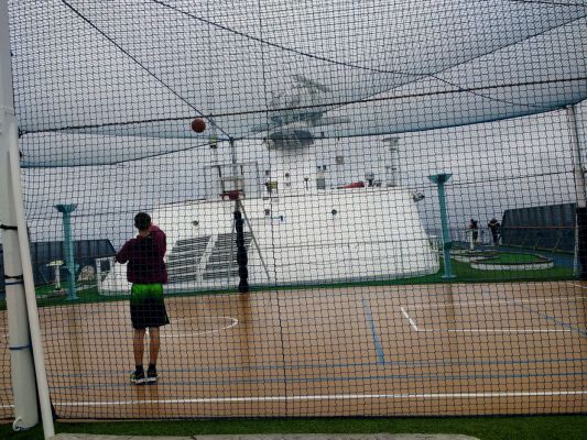 Basketball court on upper deck
