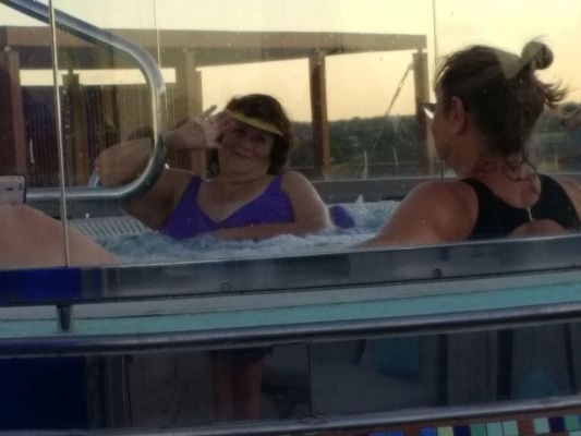 Relaxing in Serenity hot tub after a long day
