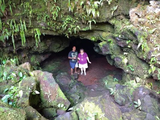 Our guide and Bernie in the lava tube
