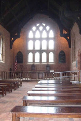 Inside the church
Hope the services were short. Those benches don't look too comfortable. There is someone important buried up near the alter. The floor is glass there.
