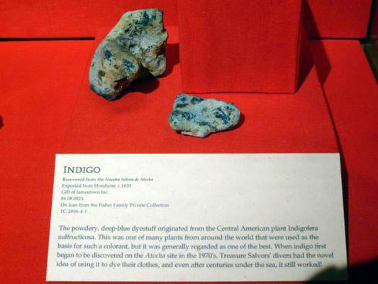 Indigo
Indigo was a very valuable cargo and despite being under water for hundreds of years still works as a dye. Cotton is always associated with the South as its main crop but indigo and rice were also valuable crops of the South.
