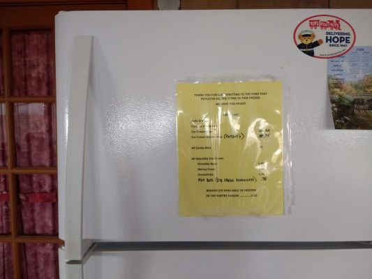 Fridge in the clubhouse
Loaded with goodies like ice cream, candy bars, and soda to purchase.
