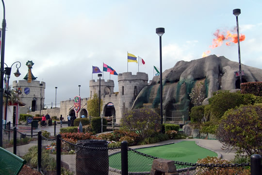 Fire breathing dragon and live volcano miniature golf
