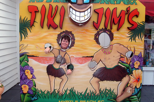 Hanging out at Tiki Jim's at Broadway on the Beach.
