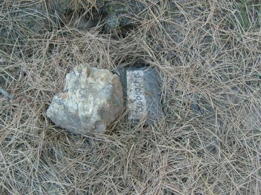 Geocaching on Silver Mountain
Aha! Under the rock is an ammo can in a square hole. Very sneaky and not that easy to find in the trees.
