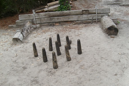 Anyone for a game of Nine Pins?
You don't roll the ball, you toss it.
