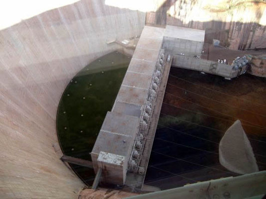 Glen Canyon Dam
Grassy area is larger than a football field and hides access covers to pipes below.

