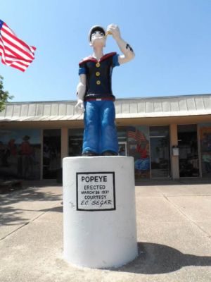 Original Popeye in front of City Hall
For his safety, the city had a duplicate made and positioned in the center of town in case of vandals and have the original here where it can be watched better.
