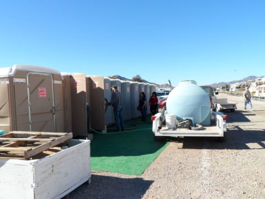 First day of the Big Tent and already pumping out the loos.
