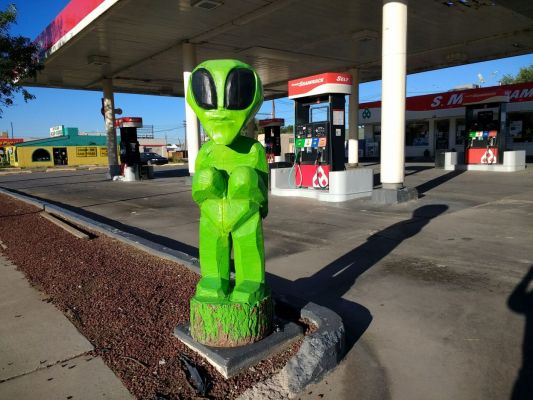 Aliens at the gas station!
