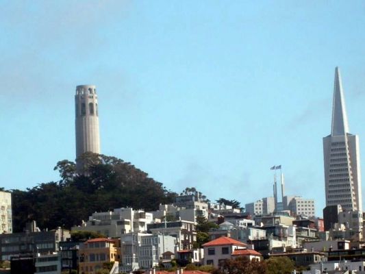 Coit Tower and Transamerica Pyramid

