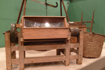 Genuine cotton gin
The cotton gin saved an enormous amount of work and time. It made cotton a very profitable crop. The Cotton Exchange in Savannah, in it's time, was like Wall street in New York. 
