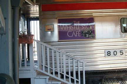 Whistle Stop Cafe
And what does one eat on a dining car? Why Hobo stew of course! It is excellent. I recommend the peach cobbler too.
