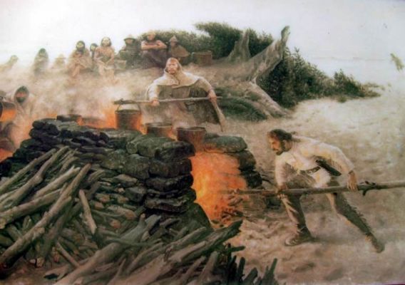 Painting of Lewis and Clark Salt Works
