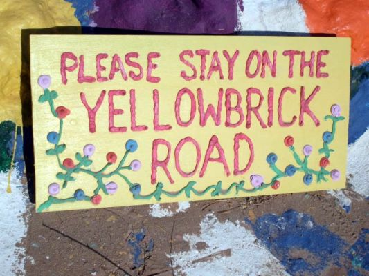 Follow the Yellowbrick Road...
up Salvation Mountain.

