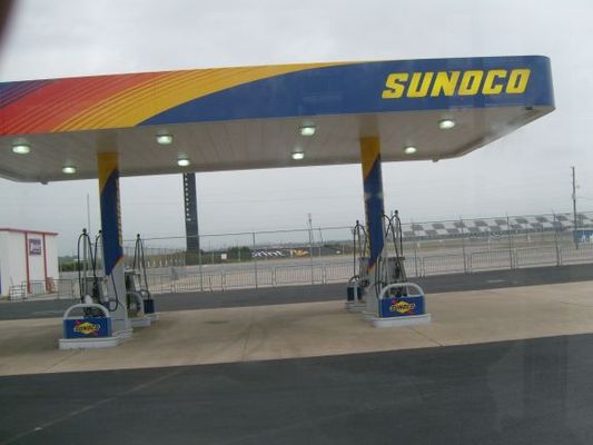Gas station in the infield
