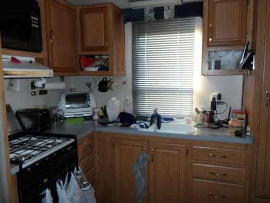 Kitchen all setup
Getting there. Much larger kitchen with some counter space rear view window.
