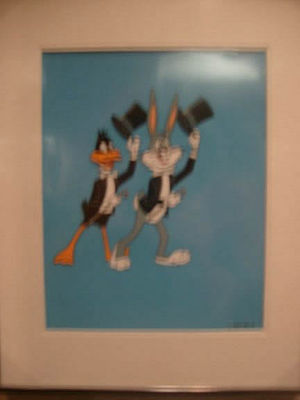 Original Bugs Bunny and Daffy Duck cartoon cell
