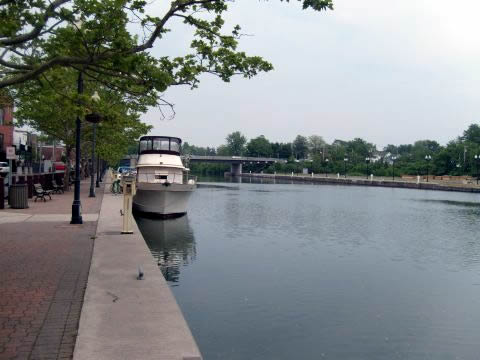 Erie Canal in Seneca Falls, NY
Only 4 feet deep originally, it was later deepened to 7 feet for the newer, bigger barges. It has been moved several times and much of it is abandoned today. You can see the remains of boats that were trapped in backwaters when portions of the canal were shut down. The canals could not compete with the railroad when tracks came through.
