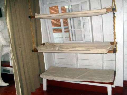 Passenger accomodations on a canal barge
Sleep tight. The bunks were stored during the day for more room.
