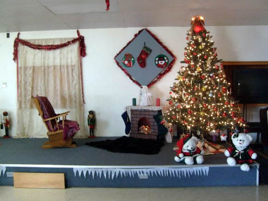 Clubhouse stage at Christmas time
